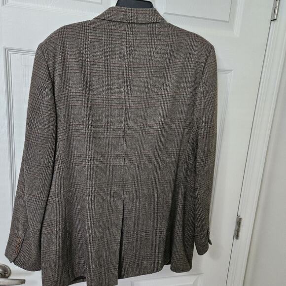 Mens Tailored Clothing by Manhattan Brown Plaid Wool Sport Coat Jacket Size 44L - Picture 3 of 10